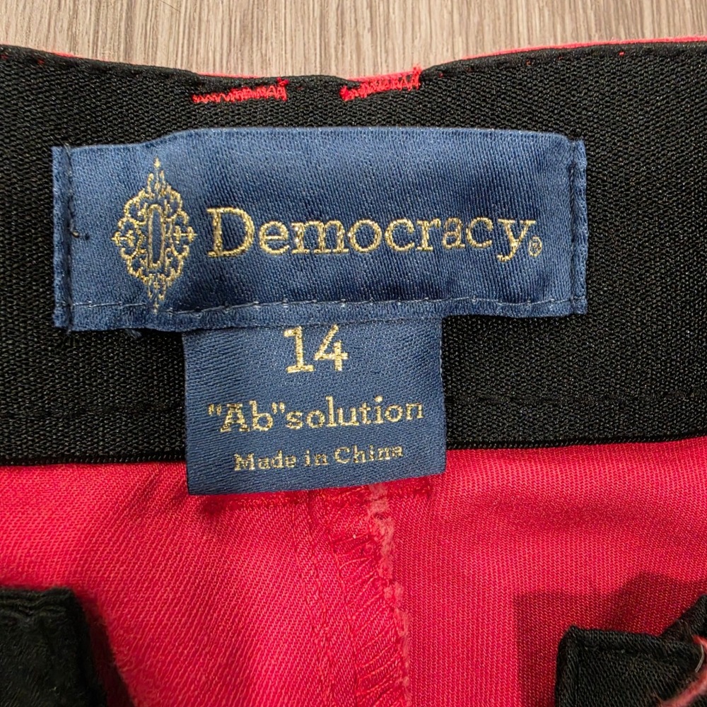 Democracy Ab solution Red Colored Pants Womens Size 14 Straight Leg Stretch - Picture 2 of 9